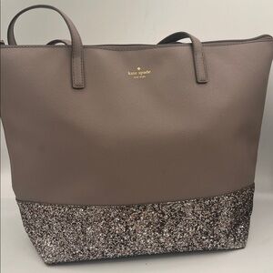 Kate Spade Taupe and Glitter Tote Bag